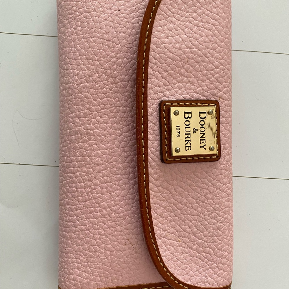 Dooney & Bourke Blush Pink Wallet with Brown Trim